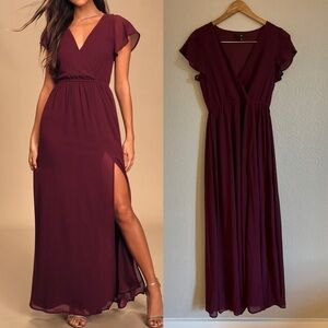 NWOT Lulus Lost in the Moment Burgundy Maxi Dress